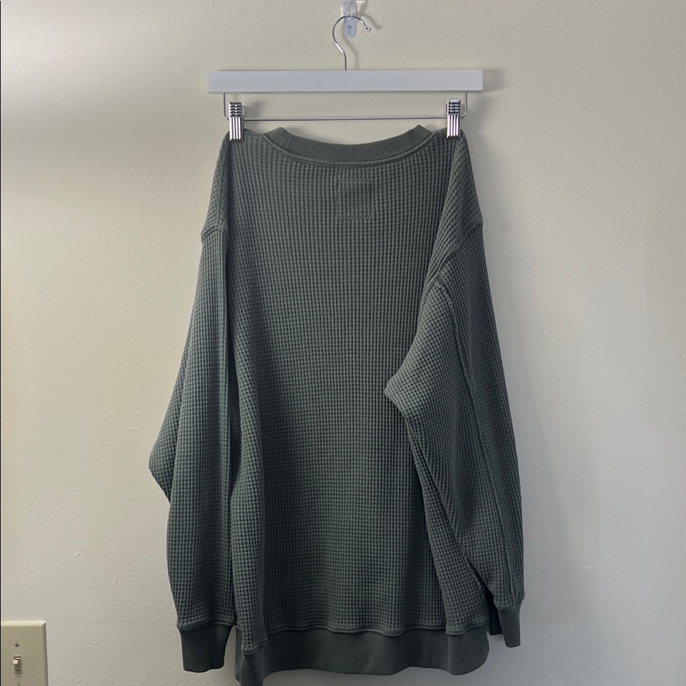 Aerie Olive Crewneck Waffle knit Sweater - Picture 3 of 3